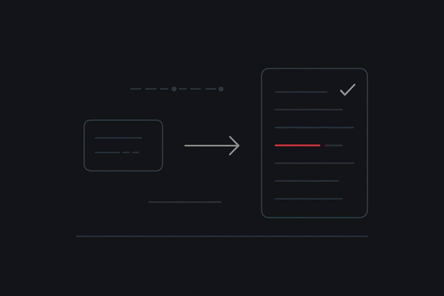 A ticket with one gapped line flows via a direct arrow into an immaculate code panel with a checkmark — the same gap hidden inside one terracotta line of finished code